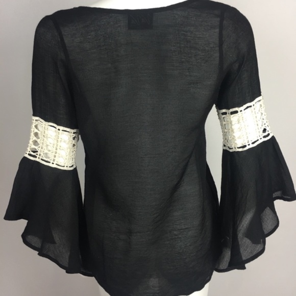 HUGE SALE NEW $125 VaVa Joy Han Black & White Lace Bell Sleeve - Picture 5 of 7